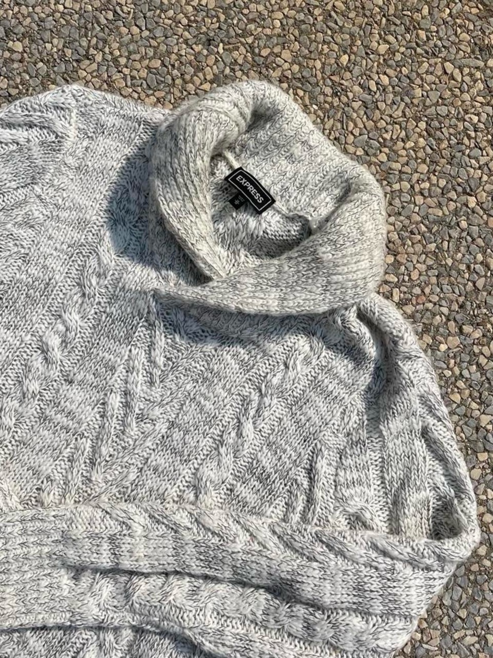 Express Heather Grey Cowl Neck Sweater
